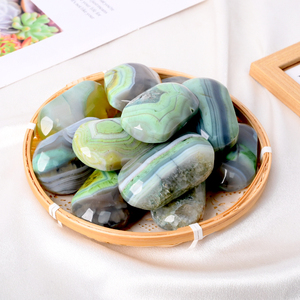Venta al por mayor de piedras de ágata verde ovaladas con banda, piedras de ágata para recuerdo - Product Image 6
