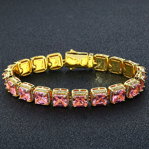 Bracciale Tennis Hip Hop in Argento 925 Placcato Oro Bianco con Diamanti Moissanite VVS a Grappolo da 12mm per Uomo e Donna - Product Image 3