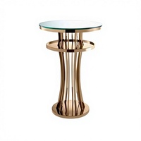 Ensemble de table et de chaises hautes en acier inoxydable doré, forme ronde ovale, pour salle à manger, hôtels, bureaux, maison, appartement, cuisine, événements en plein air