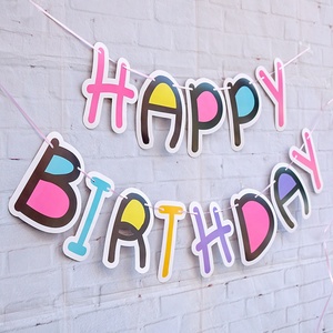 Feliz cumpleaños bandera colgante de papel guirnaldas de fiesta decoraciones - Product Image 3