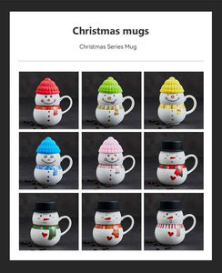 Mug à café en céramique et porcelaine Snowman avec couvercle en silicone, cadeau de Noël écologique, capacité 500 ml-1 L, marque JNSM - Product Image 2