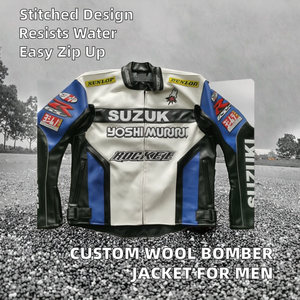 แจ็คเก็ตบอมเบอร์ขนสัตว์ผู้ชายคุณภาพดีสั่งทำพิเศษสำหรับฤดูใบไม้ร่วง ไซส์ใหญ่  แบบวาร์ซิตี้ ปักอักษรเชนิลล์ กันน้ำ ระบายอากาศได้ดี ส่งตรงถึงมือคุณ - Product Image 2