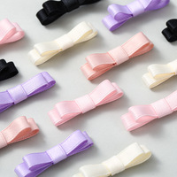 Vente en gros d'usine : Mini nœuds en ruban faits main, pré-noués, en satin polyester-coton multicolore pastel, avec pinces à cheveux en tissu lisse