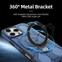 Étui de téléphone de luxe antichoc robuste en TPU+PC pour homme avec support magnétique en métal à 360° pour iPhone 17 Pro Max S26Ultra