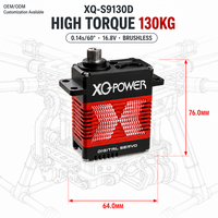 Servomoteur industriel UAV XQ-S9130D 130 kg en aluminium 7075 CNC, sans balais, haute tension, étanche, 16,8 V, pour charge lourde