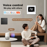 Termostato de Habitación Inalámbrico RF con Batería USB Tipo-C, Tuya WI-FI, con Receptor, Control por Voz con Alexa y Google Home