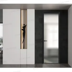 Pintu eksterior kamar mandi komersial kaca Aluminium etalase pintu tunggal eksterior pintu Aluminium
