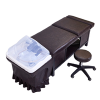 Lit de lavage capillaire de style thaïlandais en cuir synthétique, avec bassin en céramique, pour thérapie capillaire, spécial salon de beauté, avec circulation d'eau à vapeur