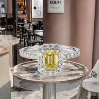 Bague unisexe de luxe tendance Verdia en argent sterling 925 avec moissanite couleur D VVS1 taille émeraude, design halo et sertissage pavé, plaqué rhodium