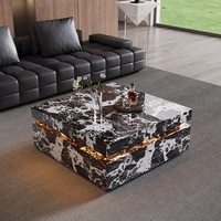 Meubles de salon modernes minimalistes de luxe léger, table basse carrée en marbre naturel BTCT019 pour usage domestique ou hôtelier