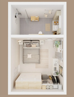 Ensemble complet de meubles de chambre à coucher gris rembourrés avec armoire blanche, commode à 4 tiroirs et table de chevet – Vente en gros pour appartements équipés