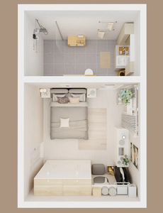 Ensemble complet de meubles de chambre <span class=keywords><strong>à</strong></span> coucher gris rembourrés avec armoire blanche, commode <span class=keywords><strong>à</strong></span> 4 tiroirs et table de chevet – Vente en gros pour appartements équipés - Product Image 3