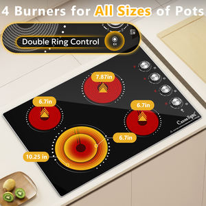 30 Inch <b>electric</b> cooktop 4 burners ceramic cooktop Knob control <b>electric</b> cooktop 7200W radiant <b>electric</b> cooktop - Product Image 3