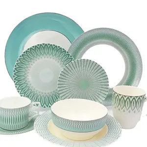 Vajilla de porcelana turca de Estilo vintage tropical, platos de fiesta de hueso de china, vajilla de cerámica personalizada, verde claro