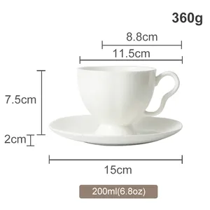 Factory Custom Printing/Logo Bone China Tea Cup And Saucer Set Ceramic Coffee Cup Cappuccino White Cups Custom Packaging Box