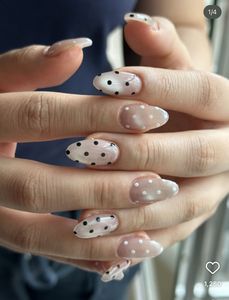 <span class=keywords><strong>Uñas</strong></span> Postizas Francesas con Micro Puntos, Línea de Sonrisa Blanca Clásica con Mini Puntos, Toque Fresco en el Clásico Francés - Product Image 5