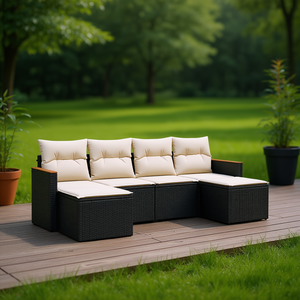 Pe <b>Rattan</b> Garden <b>Sofa</b> Set 4 Seater Weather Resistant Outdoor Furniture Elegant Design For Garden Use - Product Image 3