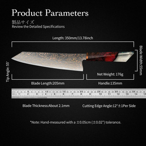 Cuchillo de <span class=keywords><strong>Chef</strong></span> Kiritsuke Kitchenbliss de 33 Capas de Cobre Tricolor Damasco VG10, Cuchillo Japonés Gyuto Profesional para <span class=keywords><strong>Chef</strong></span> - Product Image 2