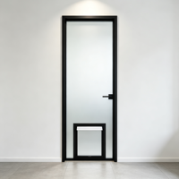 Porte double française en acier de luxe K-draw avec porte pour animaux intégrée, porte intérieure en verre sur mesure