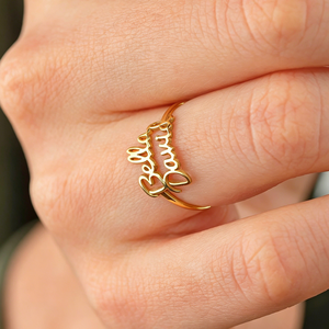 Bague personnalisée avec deux noms, plaquée or 18 carats, en acier inoxydable, bijou d'anniversaire pour couple, cadeau pour femme - Product Image 5