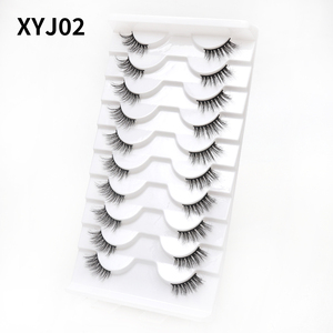 Ciglia mezze corte popolari ciglia angolari 3d con fascia trasparente in <span class=keywords><strong>visone</strong></span> con confezione personalizzata per ciglia 10 paia di ciglia con Logo personalizzato - Product Image 3