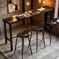 [Personnalisable] Ensemble de table de bar longue et étroite de qualité commerciale avec 3 chaises, table console industrielle pour bureau, café, hôtel