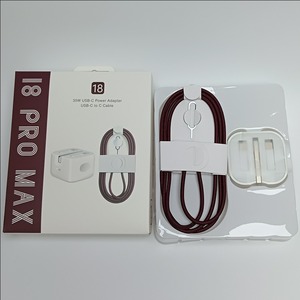 Ensemble de chargeur mural 35W PD Type C avec câble USB-C tressé résistant à l'usure couleur bordeaux, prise US EU UK pour iPhone 15-18 - Product Image 1