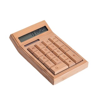 Calculatrice en bambou à 12 chiffres, alimentée à l'énergie solaire, portable, créative, pour usage au bureau - Product Image 5