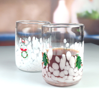 Vaso de Vidrio de 10oz Hecho a Mano con Confeti de Colores, Vaso Decorativo para Whisky, Diseño de Icono Personalizado, Vaso para Beber Agua para Navidad