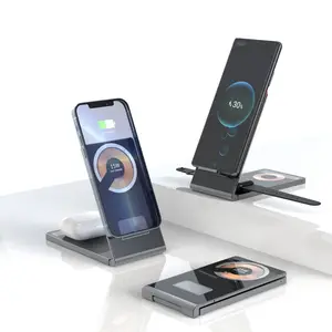 Neust Fashion 15W Ultrathin Transparent 4 in 1 Multifunction Magnetic suction Folding Wireless Charger