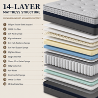 Échantillon Gratuit Matelas de Luxe Queen King 12 Pouces avec 7 Zones à Ressorts Ensachés, Latex et Mousse à Mémoire de Forme, avec Sommier
