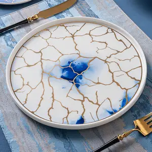 PITO HoReCa venta al por mayor diseño personalizado decoración calcomanía impresión fabricantes de porcelana platos redondos platos de cena de cerámica