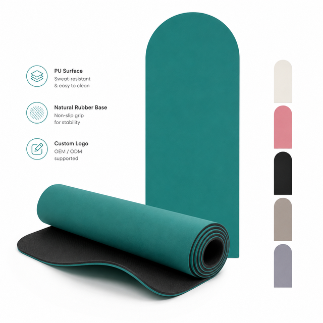 PU Rubber Yoga Mat 4.5mm 183x68cm Semi Circle End High Grip Sweat Absorbent Hot Yoga Pilates Mat Custom Logo Private Label