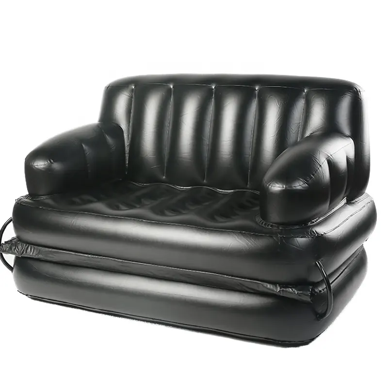 Đen PVC 5 Trong 1 Inflatable Pull-Out Couch Không Khí Phòng Chờ Sofa Giường