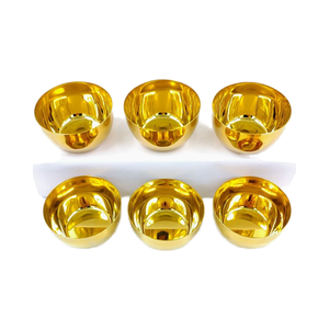 Ensemble de 6 bols en acier inoxydable plaqué or PVD, poli, durable, écologique, passe au lave-vaisselle, bols de service pour la cuisine - Product Image 4