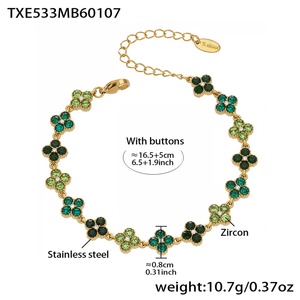 Bracciale, Orecchini, Anello e Collana Enigma Dopamine Burst con Fiore a Quattro Petali in Acciaio Inox, Diamanti Adesivi Fatti a Mano, Lusso Squisito - Product Image 6