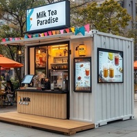 Kiosque mobile économique en conteneur, design moderne, 15 pieds, conteneur maritime préfabriqué, kiosque de commande automatique