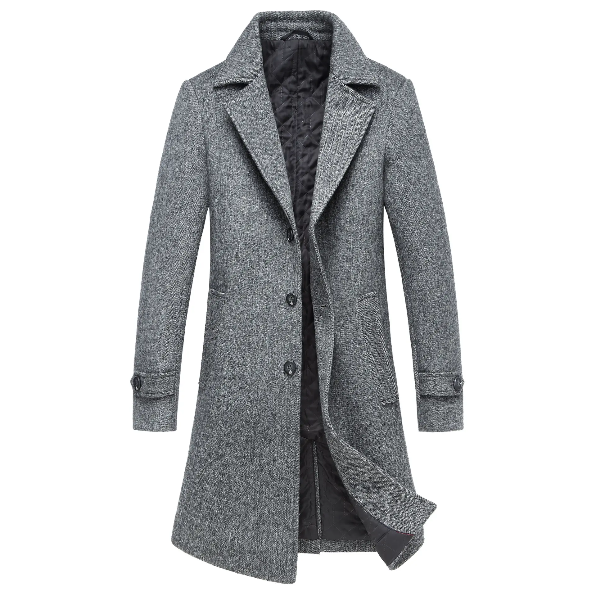 Casaco masculino longo de lã, outono e inverno, novo casaco de lã grosso, manual, venda direta pelos fabricantes, 2021