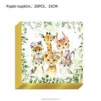 Ensemble de décorations d'animaux de la forêt de la jungle WILD ONE Assiette en papier Tasse Serviettes de table pour enfants pour anniversaire Saint Valentin Fêtes de Pâques