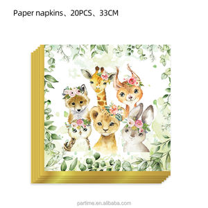 Ensemble de décorations d'animaux de la forêt de la <span class=keywords><strong>jungle</strong></span> WILD ONE Assiette en <span class=keywords><strong>papier</strong></span> Tasse Serviettes de table pour enfants pour anniversaire Saint Valentin Fêtes de Pâques - Product Image 3