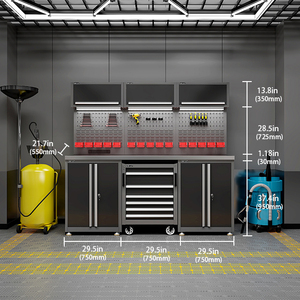 Armoire à outils en métal JZD, établi robuste, armoires de <span class=keywords><strong>garage</strong></span>, rangement modulaire, chariot à outils <span class=keywords><strong>complet</strong></span> pour atelier, chariot à outils avec roues - Product Image 2