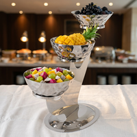Xingpai Bruiloftsfeest Decoraties Drie Niveaus Gehamerde Afternoontea Eten Display Riser Zilveren Fruitschaal Display Stand