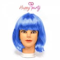 Felice festa blu Wfoot capelli brasiliani parrucca dritta di media lunghezza capelli singoli 10-32 pollici nodi sbiancati 14 pollici allungati - Product Image 1