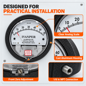 Medidor de Presión Diferencial de Lectura Digital Directa de 0,5 KPa para Inspección de <span class=keywords><strong>Filtros</strong></span> de Conductos de Ventilación, Instrumentos de Medición IVANPER - Product Image 6