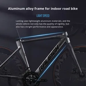 Bicicleta <span class=keywords><strong>de</strong></span> Carretera Lanling 700C, Resistente al Viento, <span class=keywords><strong>de</strong></span> Competición, 18 Velocidades, con Manillar Curvo, Frenos <span class=keywords><strong>de</strong></span> Disco, Cuadro Rígido <span class=keywords><strong>de</strong></span> Aleación <span class=keywords><strong>de</strong></span> Aluminio, Bicicleta Urbana, Bicicleta <span class=keywords><strong>de</strong></span> Carreras - Product Image 3