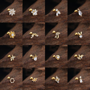 Venta al por mayor 20G Acero inoxidable Piercing del cuerpo 18K Oro <span class=keywords><strong>Helix</strong></span> Ear Labret Tragus Cartílago Stud Pendientes para mujeres para bodas - Product Image 3