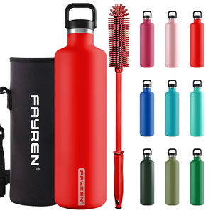 Bouteille d'eau isotherme à double paroi en acier inoxydable de 24 oz avec poignée et couvercle, bouteilles d'eau avec logo personnalisé - Product Image 1