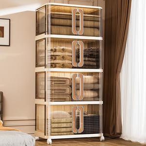 Vente en gros Proins Closet Essentiels pour dortoir, Bacs de rangement pliables avec couvercle et porte, Organisateur de coffre de voiture empilable en plastique - Product Image 2