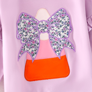 Bé Cô Gái Trẻ Em Toddler Mùa Thu Mùa Đông Halloween Hoa oải hương Bông Hoa Bow Kẹo Ngô Đính Top Với Flare Quần Set Trang Phục - Product Image 3