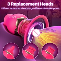 Vibrator Klitoris-Sauger Rosen-Spielzeug mit 3 Bürstenköpfen 2 Abnehmbaren Aufsätzen 8 Saugmodi 12 Rotationsmodi für Klitorale und Brustwarzen-Stimulation